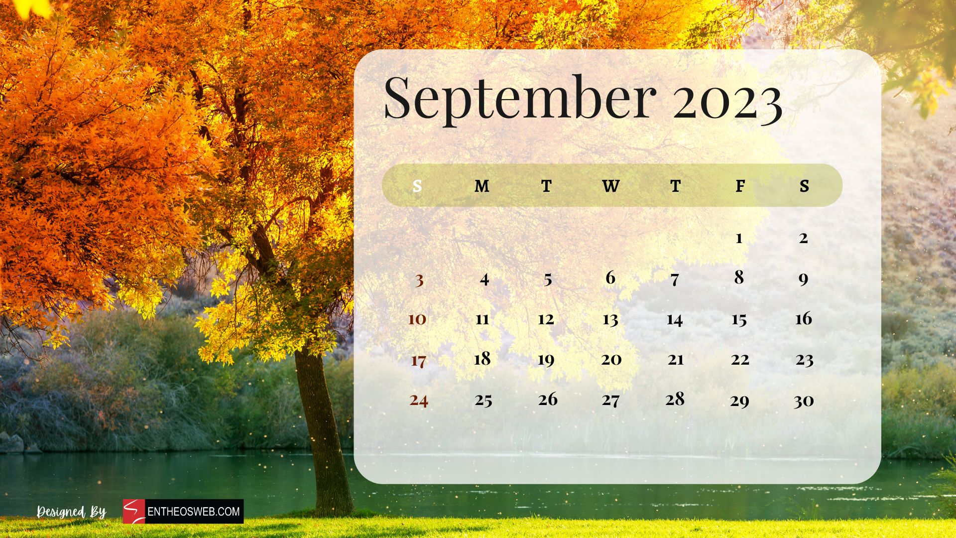 1920x1080 September 2023 Calendar Desktop Wallpaper