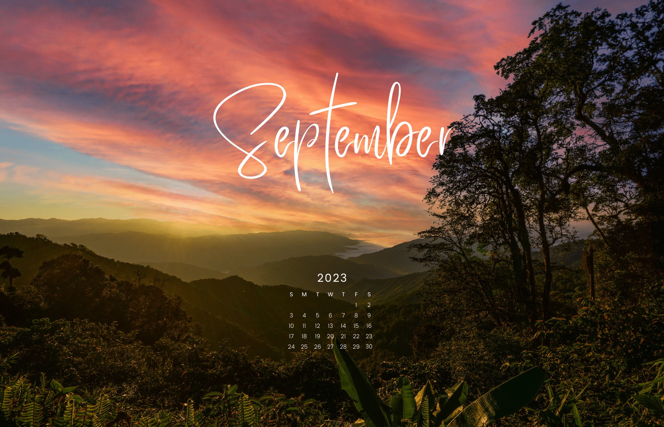 September 2016 free calendar  desktop wallpaper