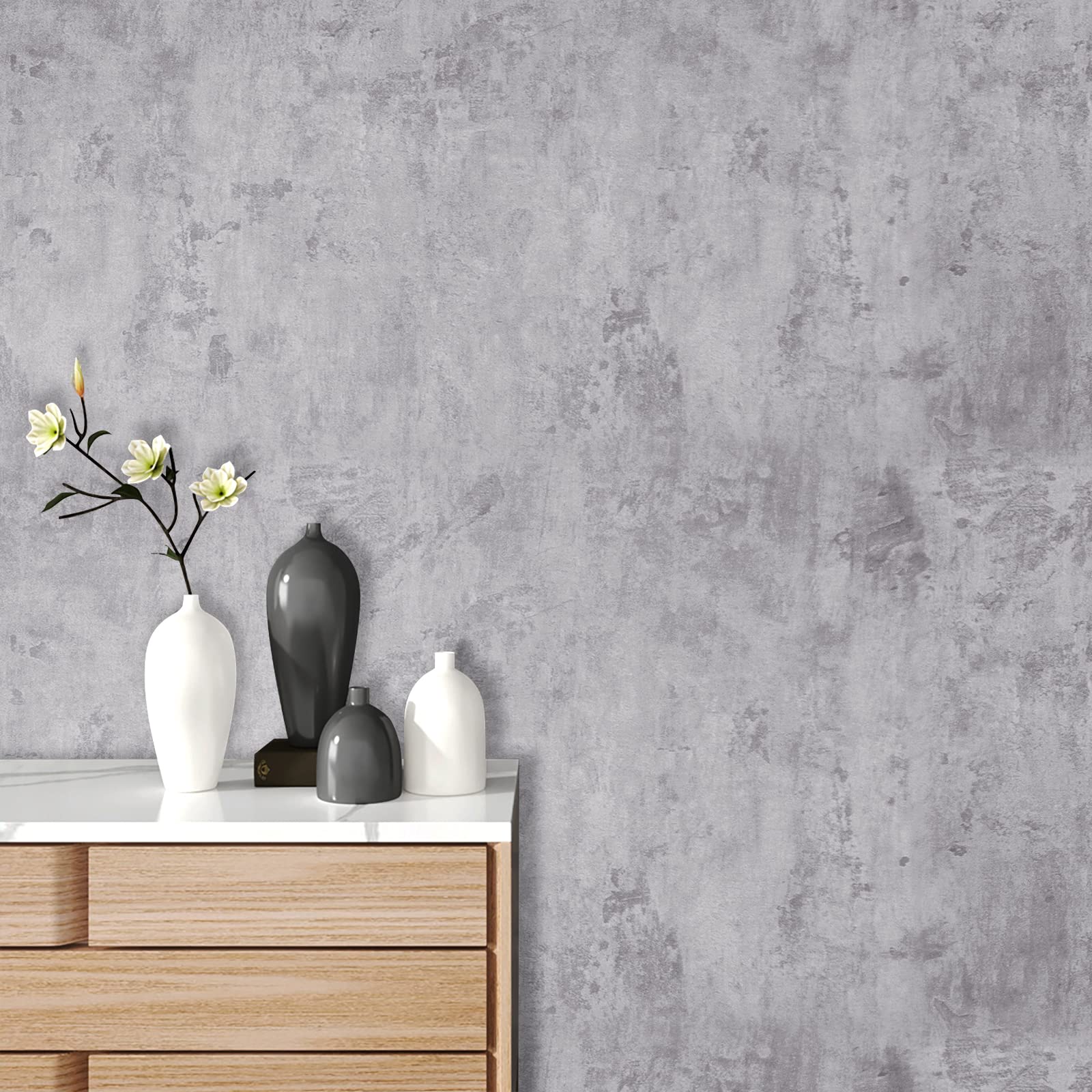 1600x1600 Stickyart Textured Stained Grey Concrete Wallpaper Roll Peel and Stick Cement Wallpaper Matte Self Adhesive Vinyl Wallpaper Concrete Look Rustic Removable Wallpaper for Bedroom Living Room 12x160