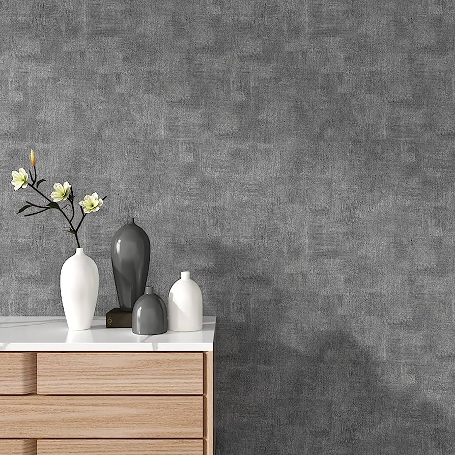 894x894 Stickyart 15.8x78.7 Peel and Stick Concrete Wallpaper Textured Self Adhesive Silver Grey Removable Cement Wall Paper for Bedroom Accent Wallpaper Industrial Concrete Contact Paper for Cabinets Desk