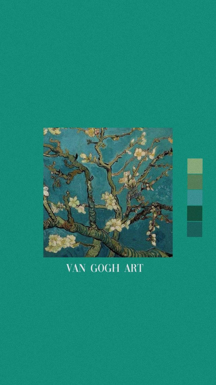 735x1308 Download Vincent Van Gogh Teal Blossom Wallpaper