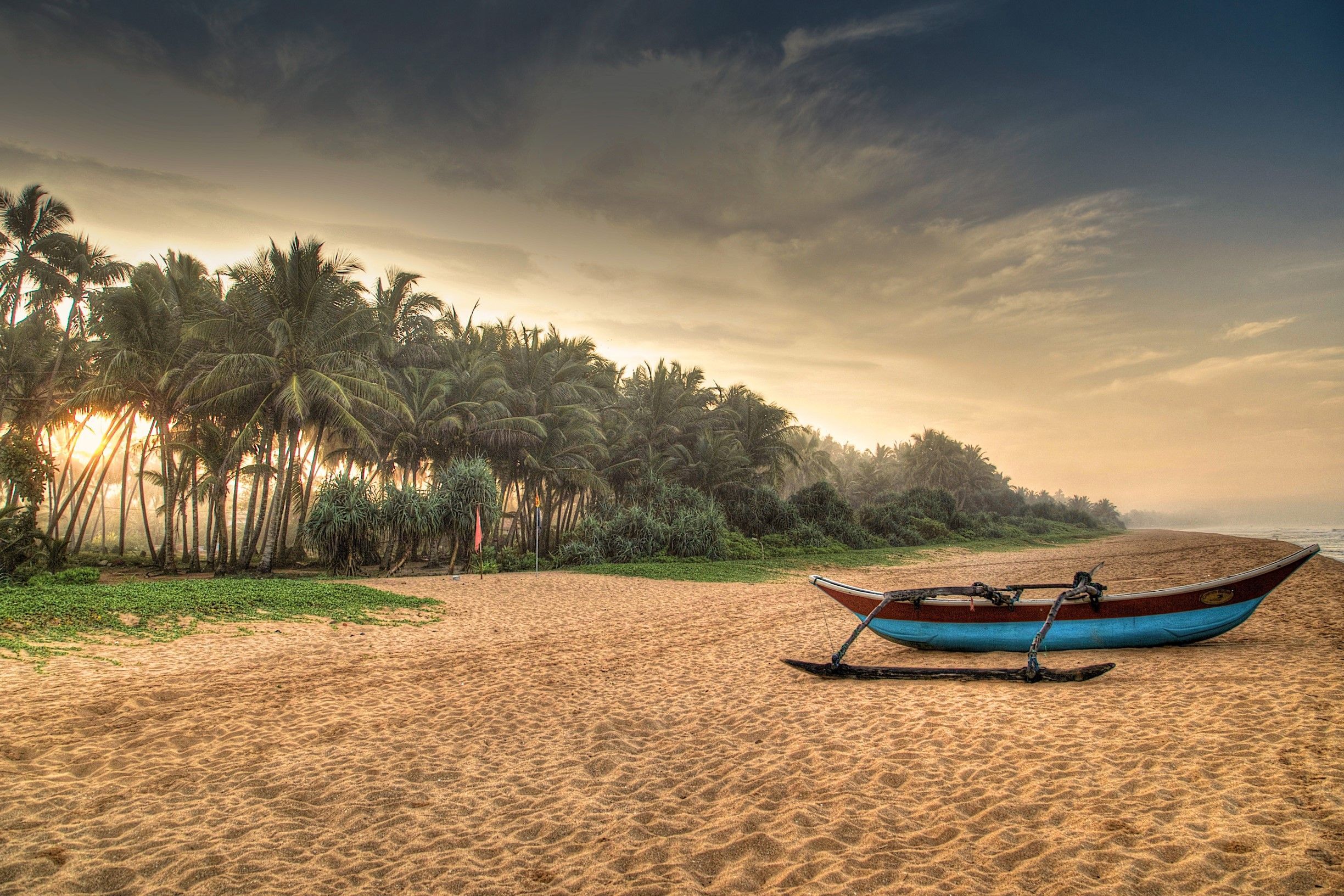 2448x1632 Induruwa, Sri Lanka, Tropics, Coast, Boats, Sand, Palms, Beach Gallery HD Wallpaper