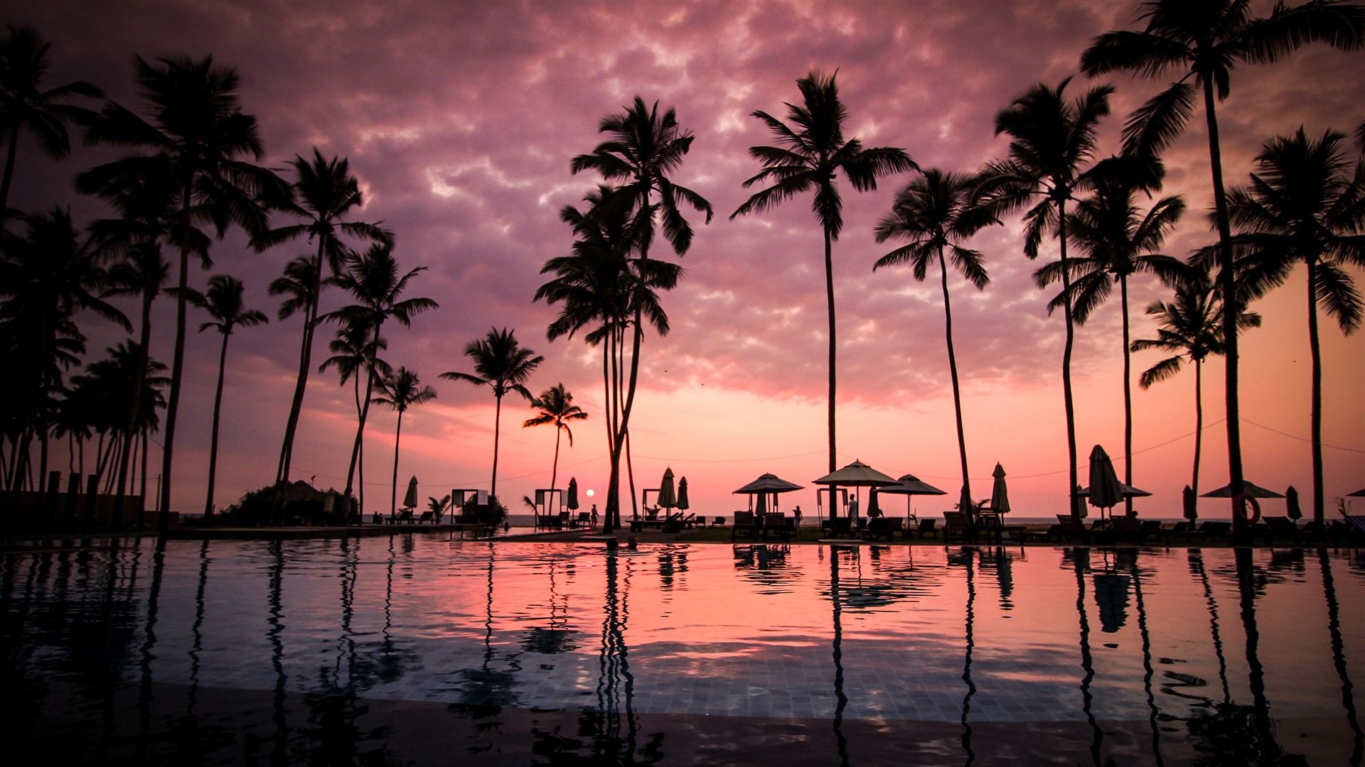 1920x1080 Sunset Beach Resort Pool Negombo Sri Lanka 5K