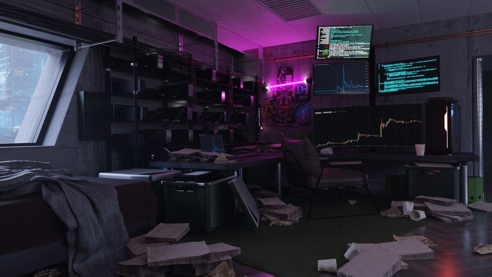 1920x1080 Cyberpunk Apartment Scene Miner 3D model 3D model