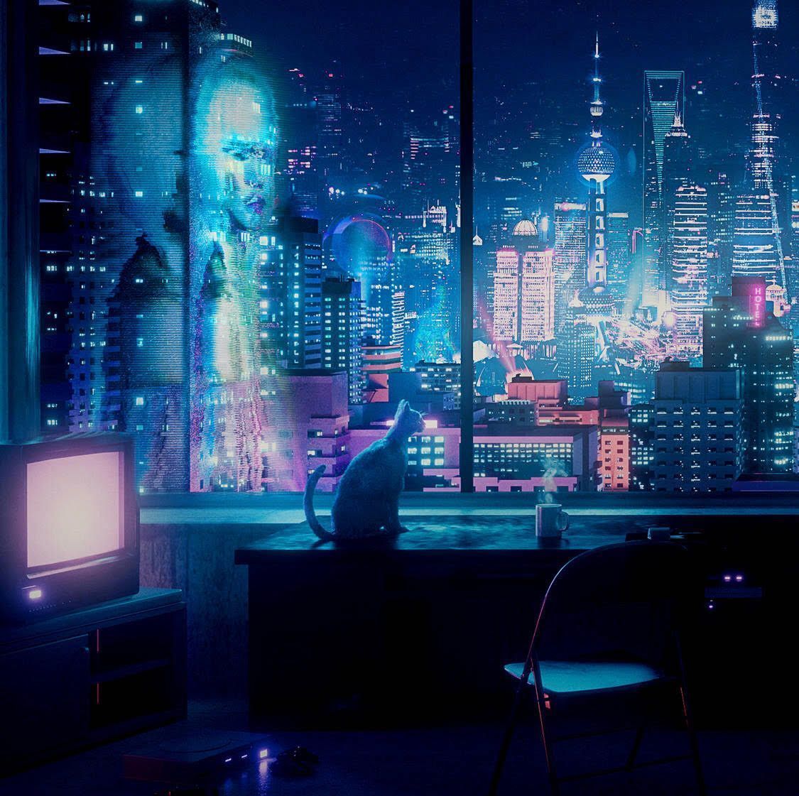 1125x1121 Cyberpunk Cat. Futuristic city, Cyberpunk aesthetic, Cyberpunk city