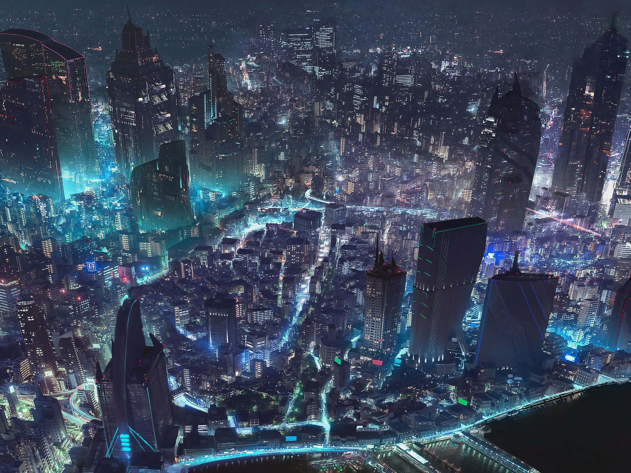 2048x1536 Wallpaper 4k Cyberpunk City World Map Wallpaper