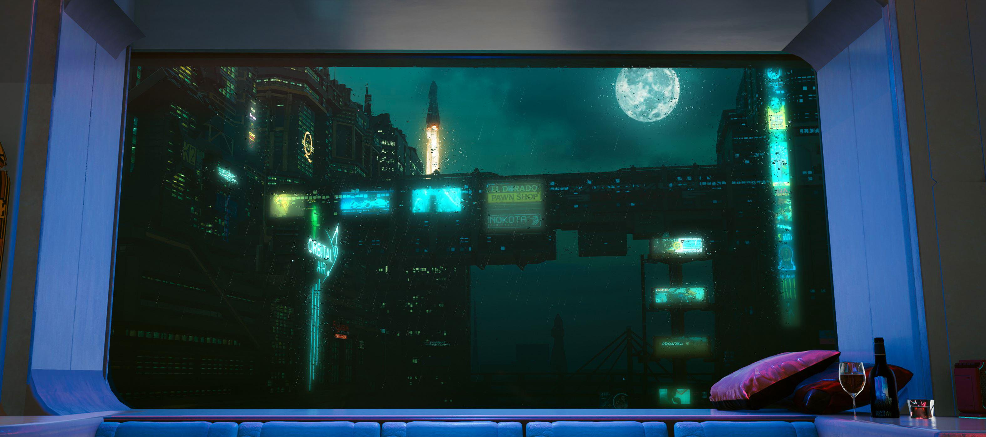 3151x1399 Live desktop background I made from inside Lucy's apartment
