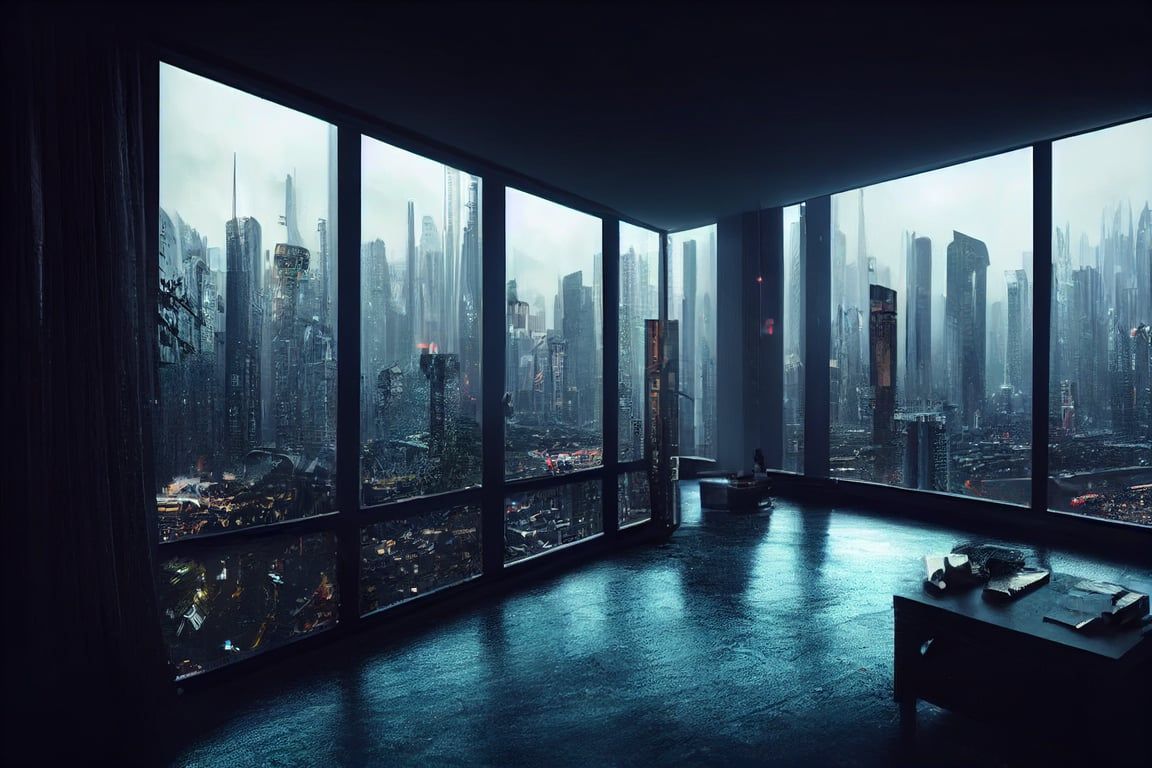 1152x768 Prompthunt: Cyberpunk World Of Luxury Apartments, Rain, Spectacular And Ultra Realistic Live Action 8K