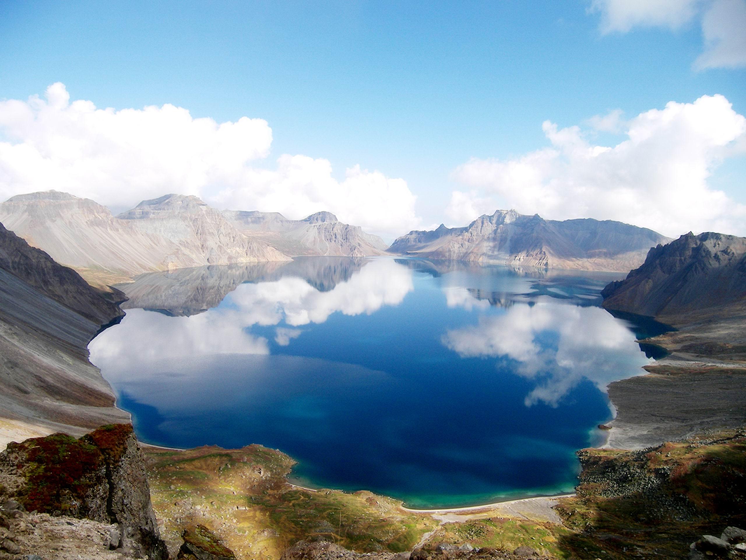 2560x1920 Heaven Lake, North Korea. Sits atop a mountain at over 000 feet