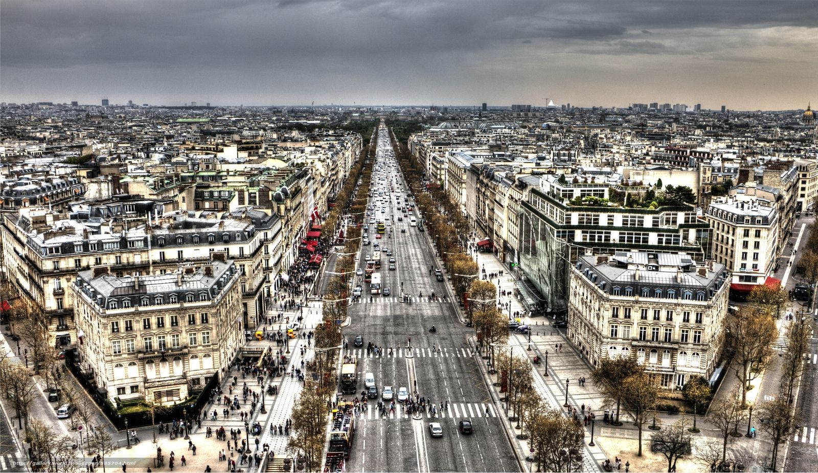 1600x925 Download Wallpaper Avenue Des Champs Elysees, Paris, City Free Desktop Wallpaper In The Resolution 5174x2991