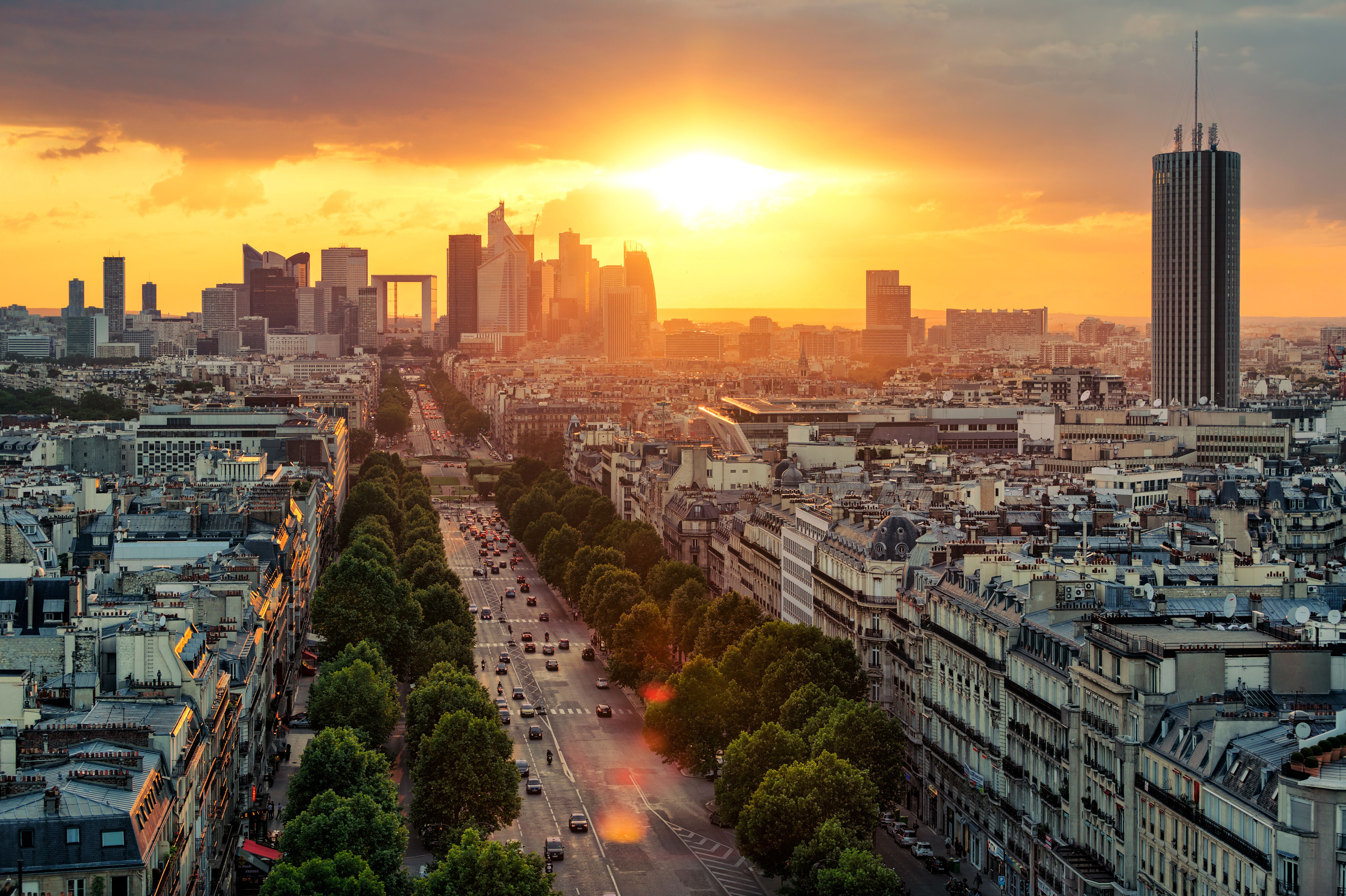 5749x3827 Building Champs Elysees City Cityscape France Paris Skyscraper Street Sunset Wallpaper:5749x3827
