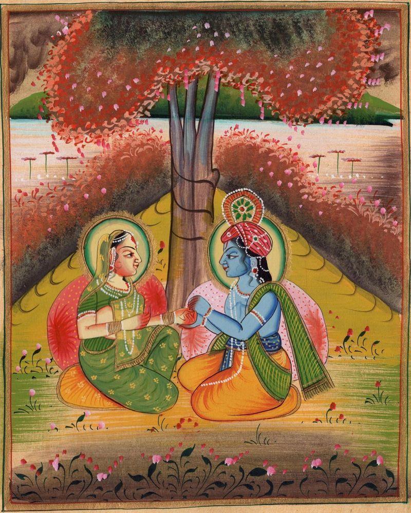 800x1000 Krishna Radha Painting Handmade Hindu Religious God Goddess