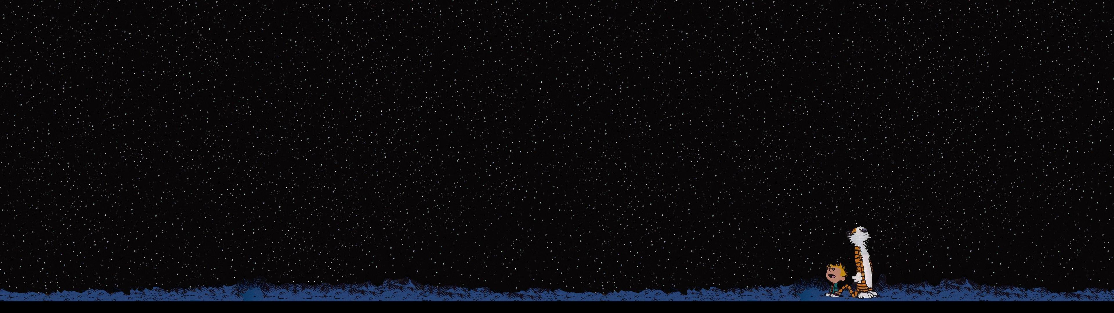 3840x1080 Dual monitor Calvin and Hobbes wallpaper, HD background