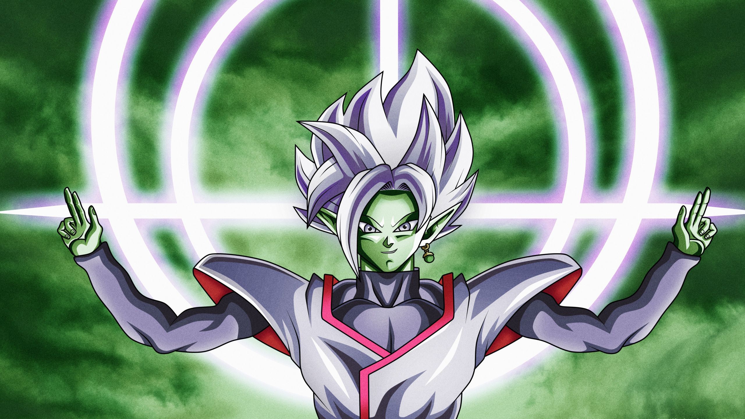 2560x1440 Download wallpaper DBS, game, alien, anime, manga, powerful, Dragon Ball, strong, Saiyajin, Dragon Ball Super, Za masu, Black Goku, by rmehedi, Shinjin, Fused Zamasu, Merged Zamasu, section shonen in resolution 2560x1440