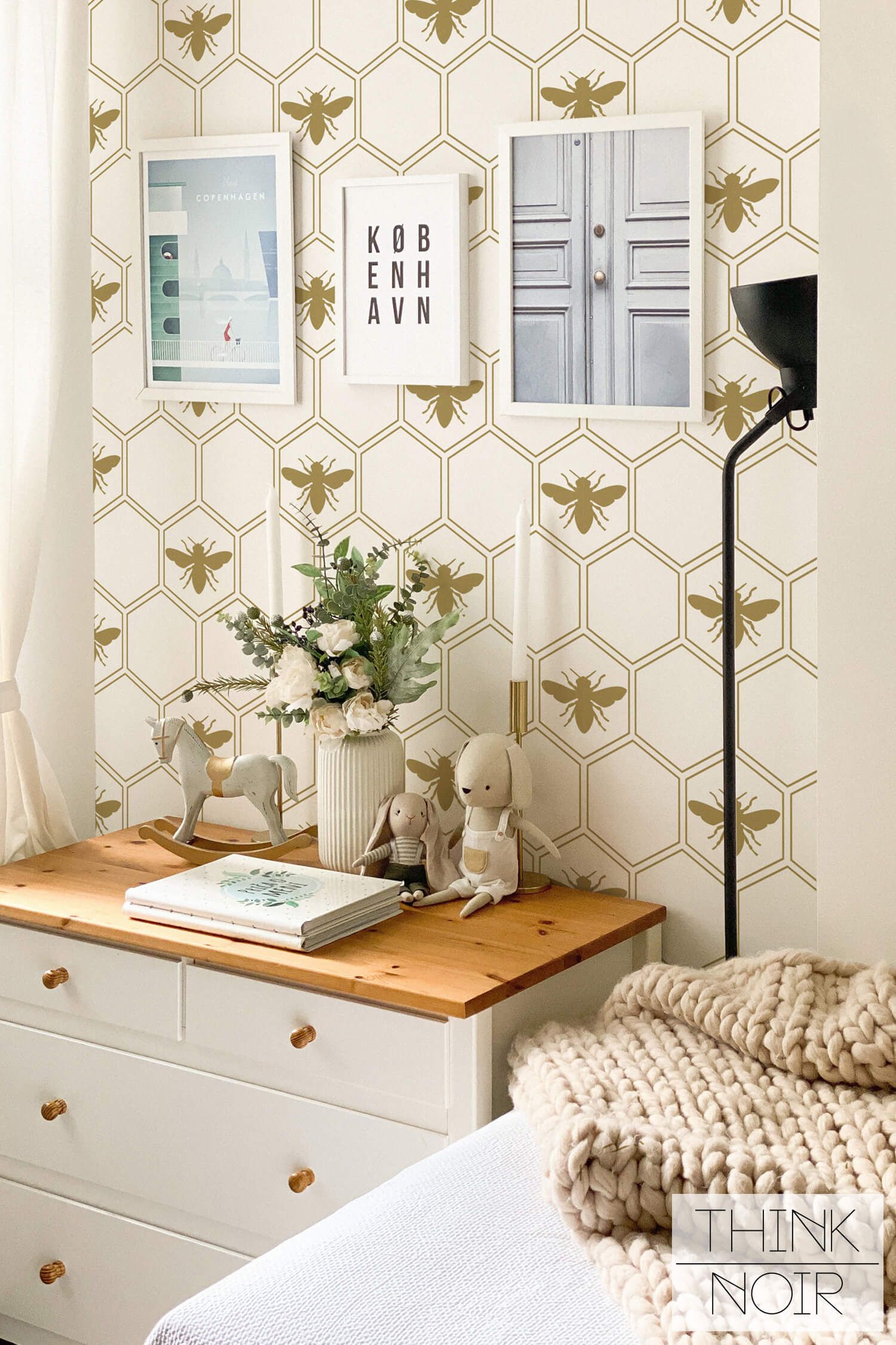 1500x2252 Golden Bees Honeycomb Kids Wallpaper for walls