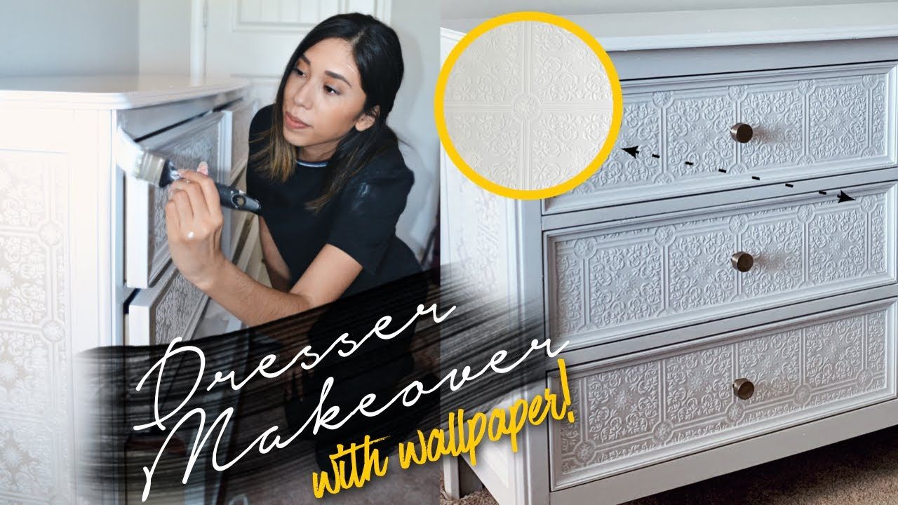 1280x720 DIY Dresser Makeover // Pre Pasted Wallpaper Hack