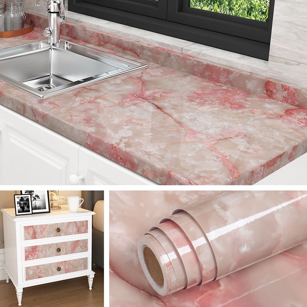 1001x1001 Livelynine Pink Marble Wallpaper Self Adhesive Paper for Desk Dresser Kitchen Counter Top Covers Peel and Stick Countertops for Bathroom Vanity Decor Bedroom Walls Cabinets Desk Cover 16x80 Inch