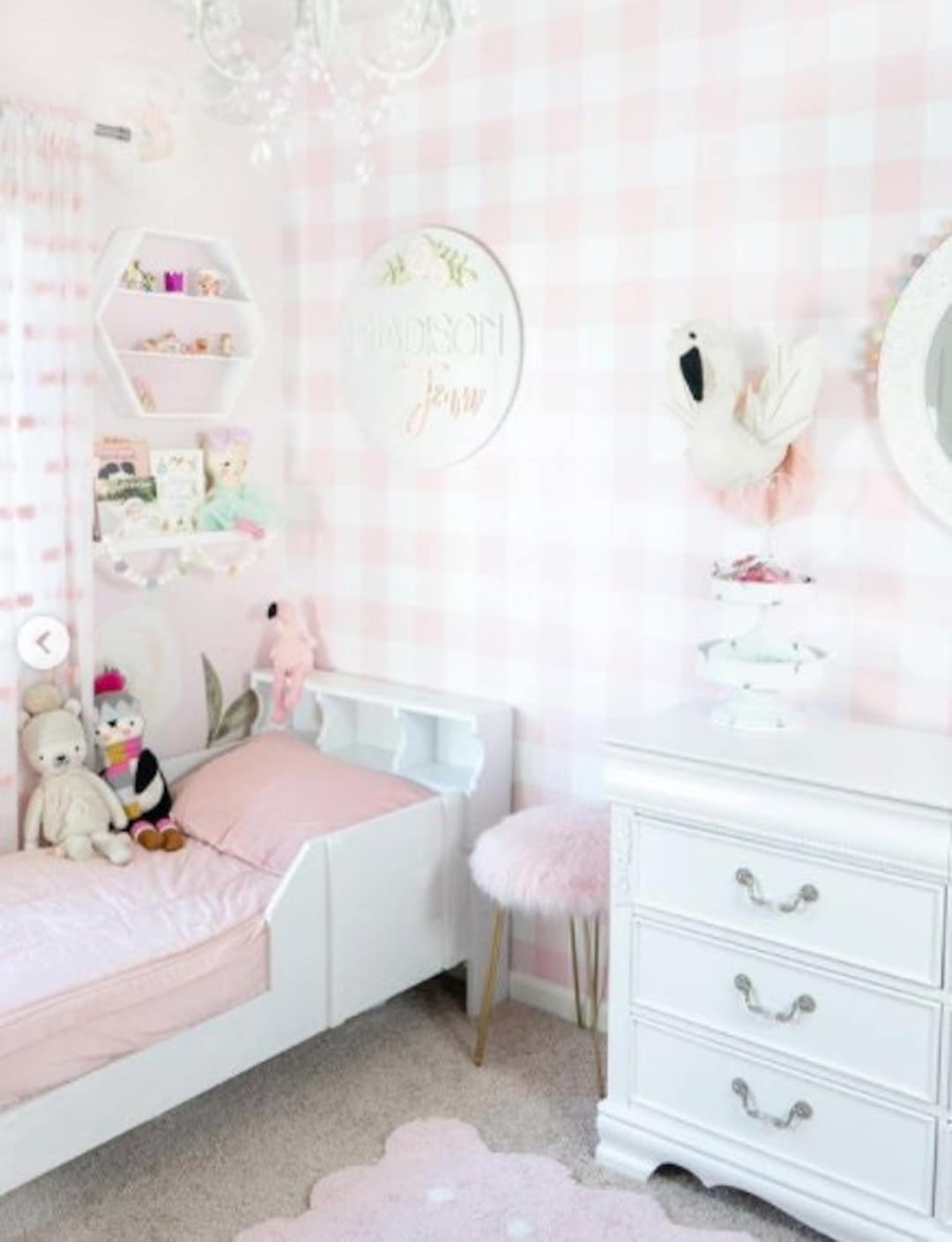 1080x1409 Pink Gingham Wallpaper Peel and Stick Wallpaper Removable