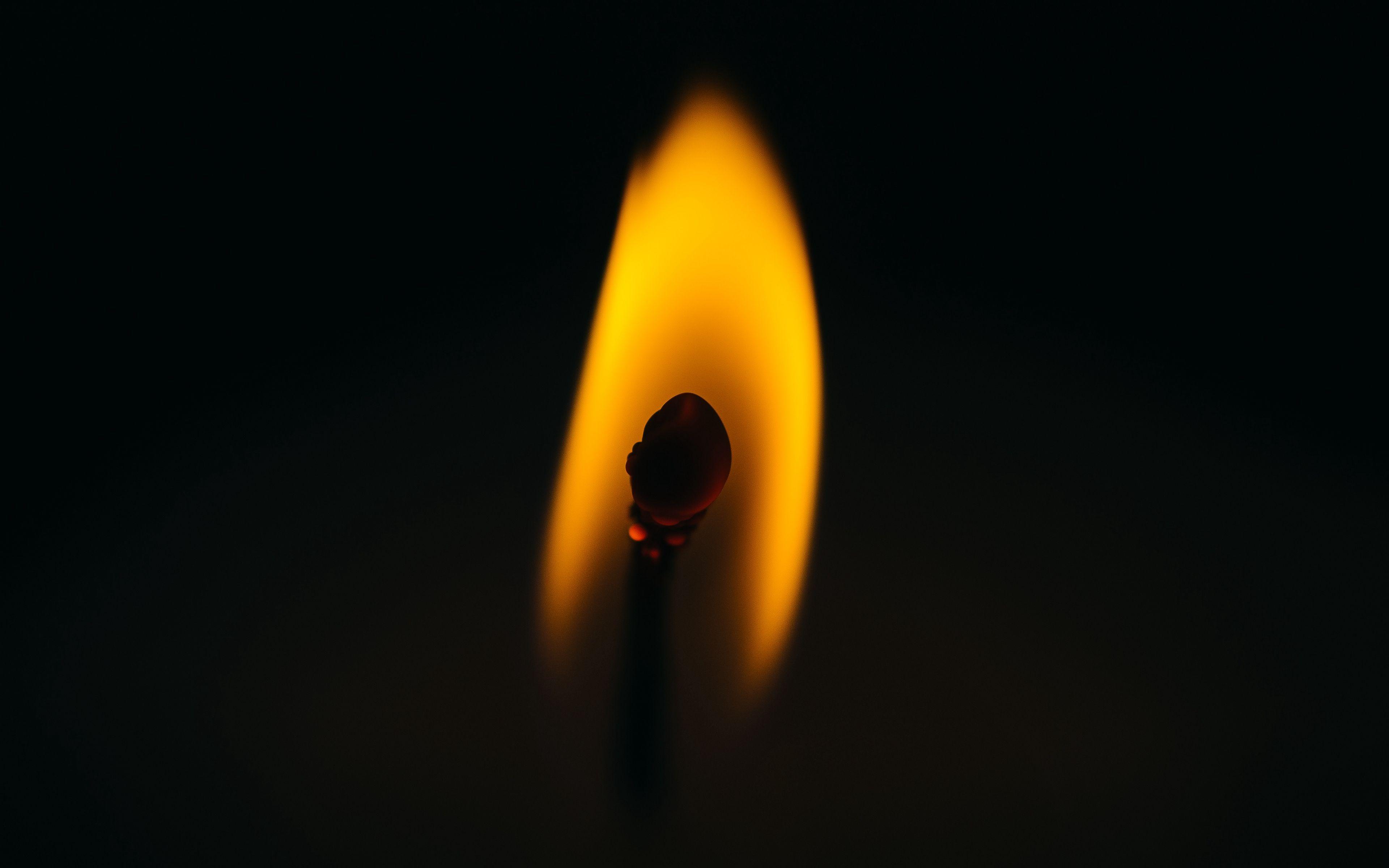 3840x2400 Download wallpaper 3840x2400 match, fire, flame, macro, dark 4k