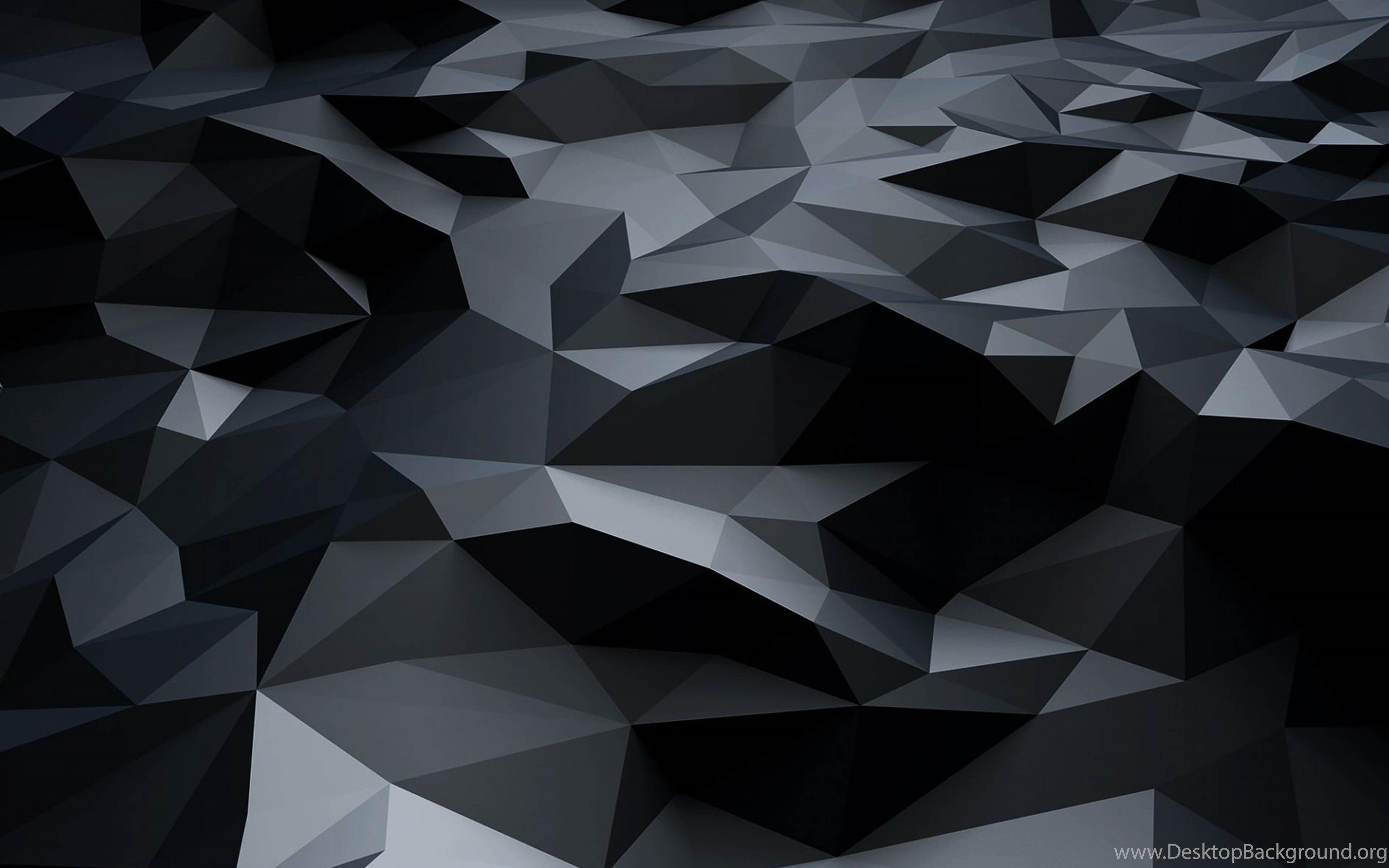 3840x2400 Black 3D Polygons Dark Pattern Ultra HD Desktop Background