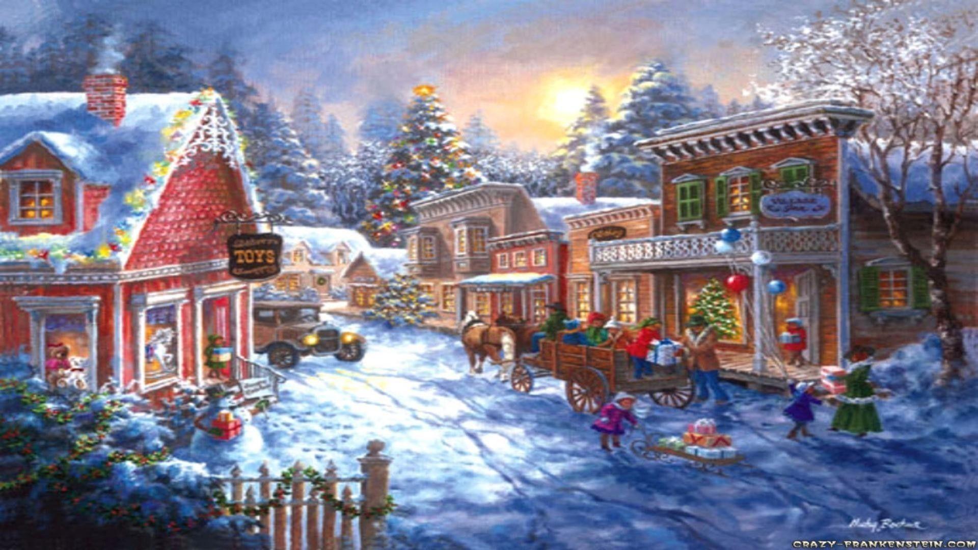 1920x1080 Christmas Village Background