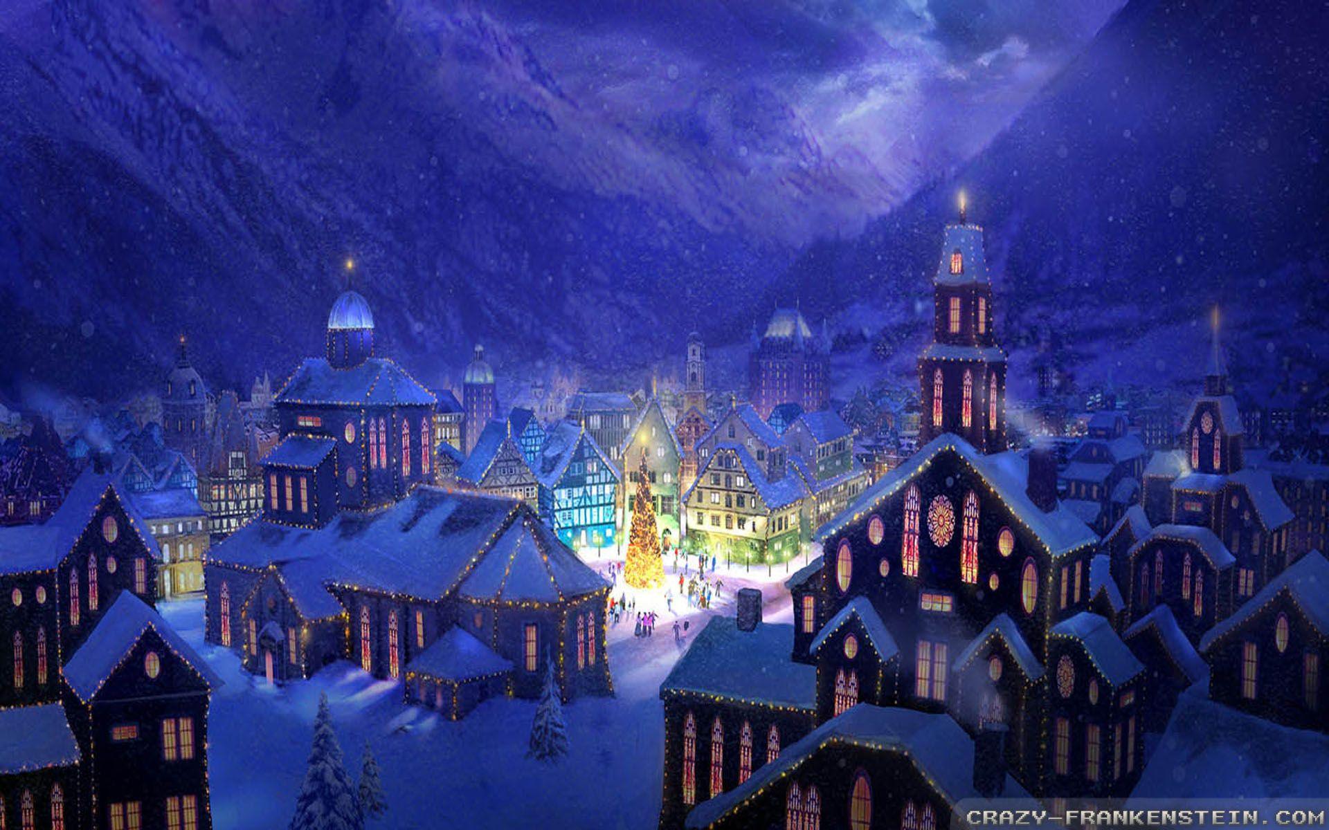 1920x1200 Christmas Village Scene Wallpaper