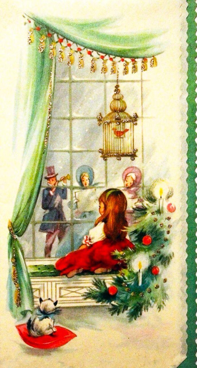 688x1280 best christmas caroling image, vintage window