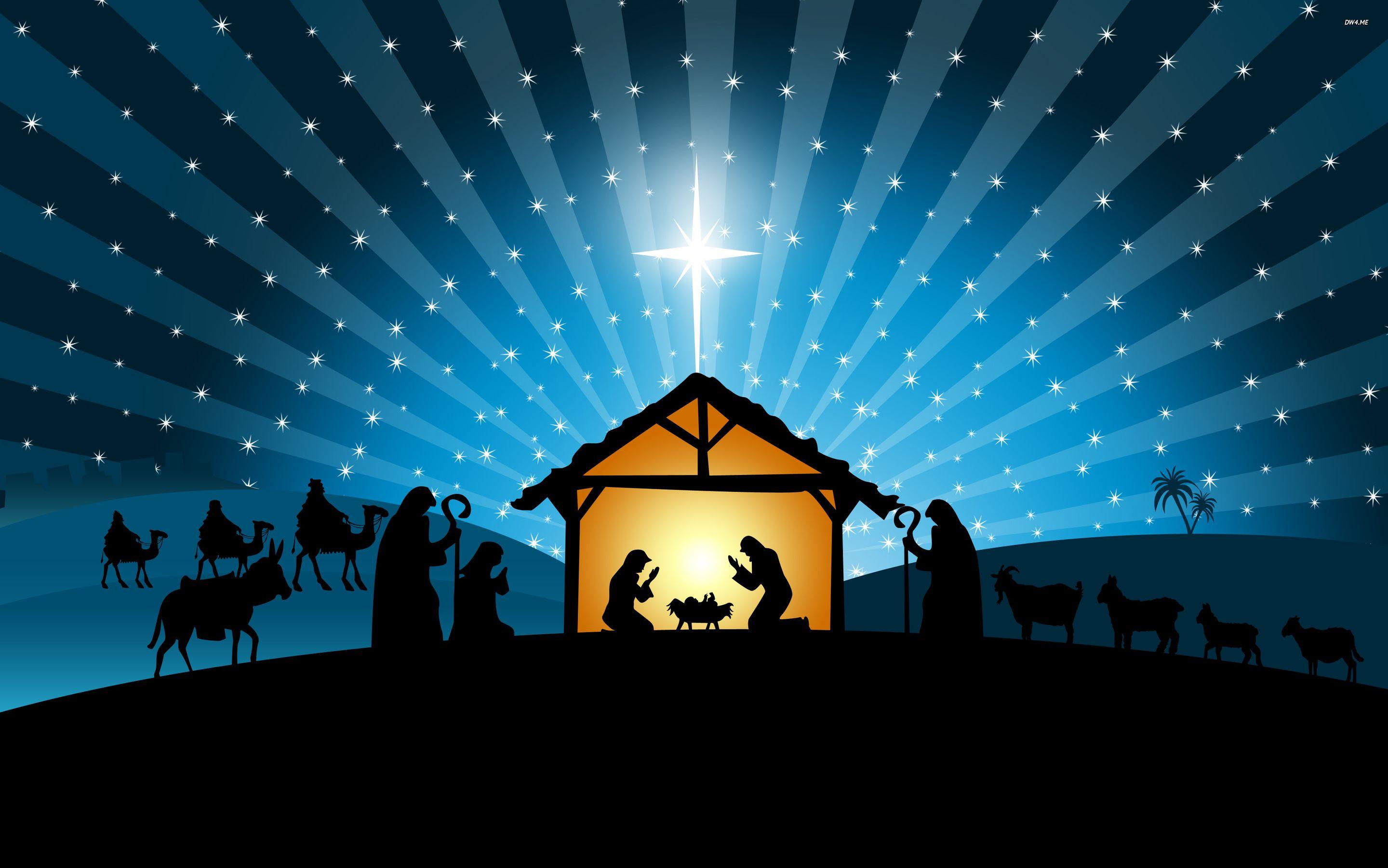 2880x1800 Free photo: Nativity Christmas Scene, Town, Vintage