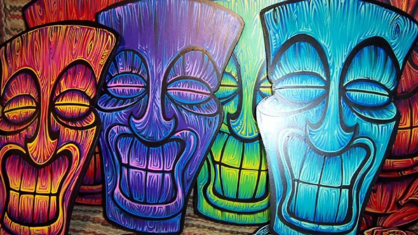 1366x768 iOS Tiki Wallpaper