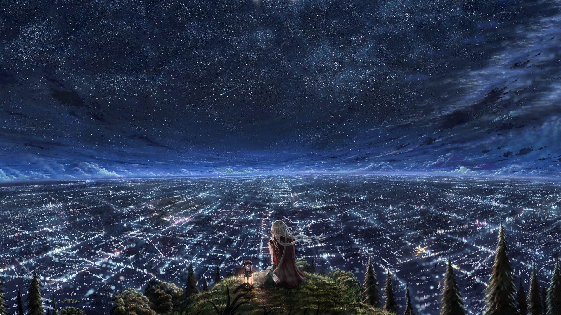 1920x1080 Cityscape And Starry Sky HD Wallpaperx1080