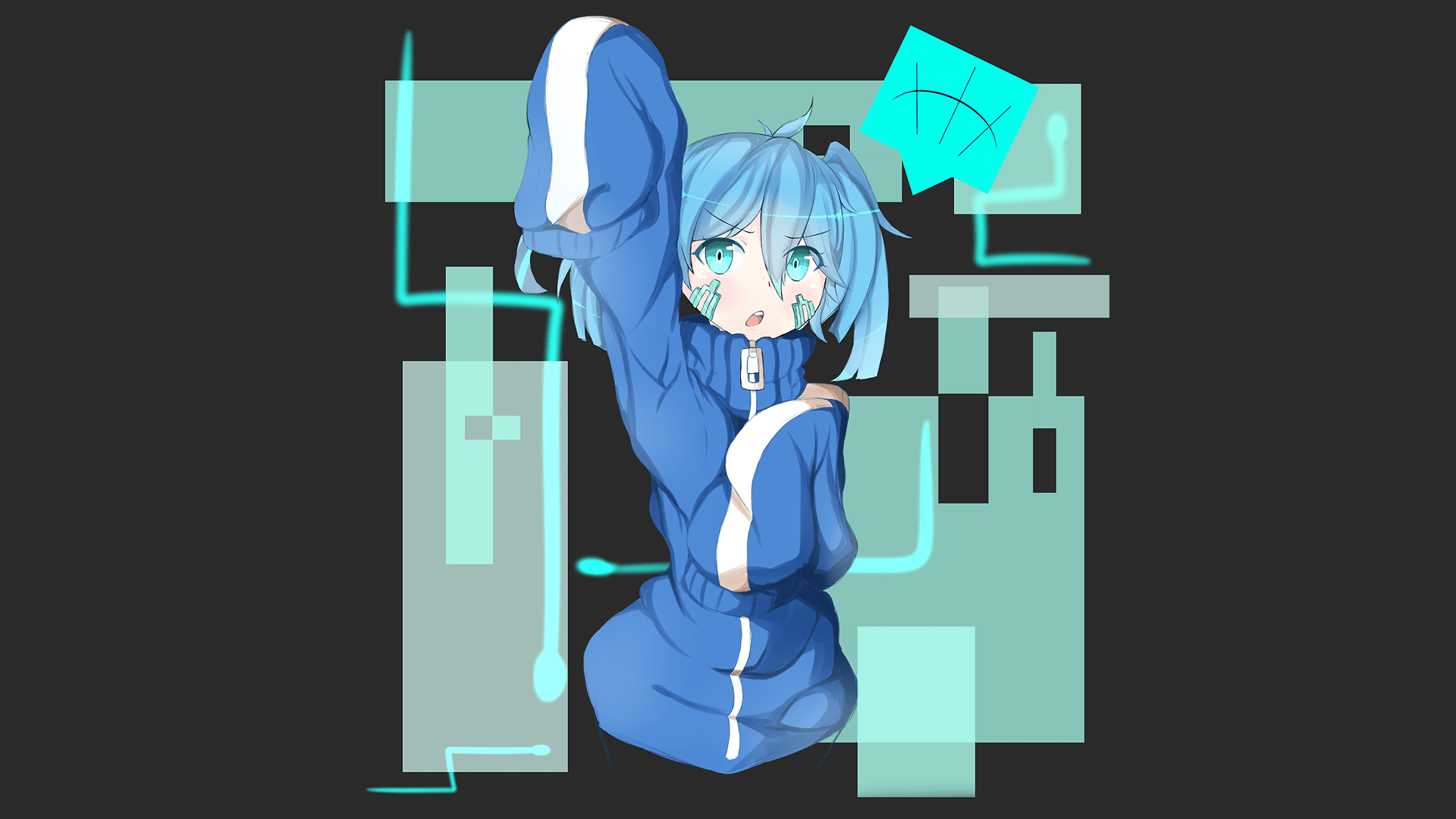 1920x1080 simple background, blue eyes, anime, anime girls, Kagerou Project, Mekakucity Actors, blue hair, Enomoto Takane Gallery HD Wallpaper