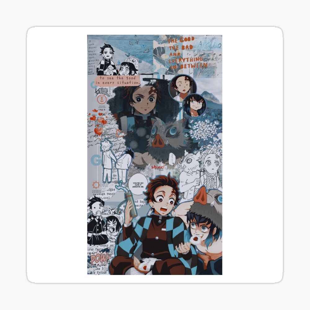 1000x1000 Demon Slayer Anime Collage Aesthetic Japanese Wallpaper Poster