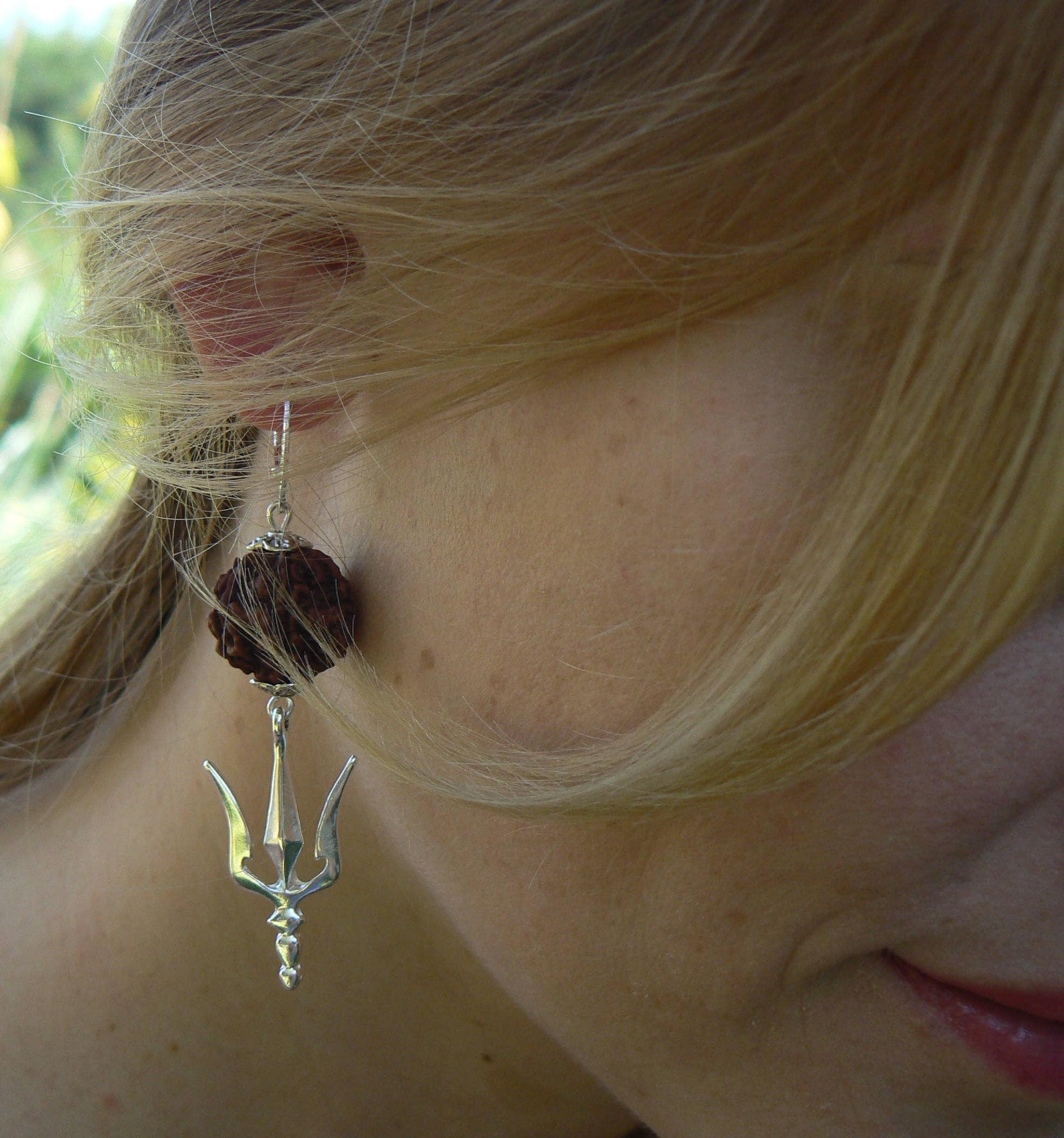 1975x2112 Shiva Trishul Rudraksha Earrings Hindu Symbol Kundalini