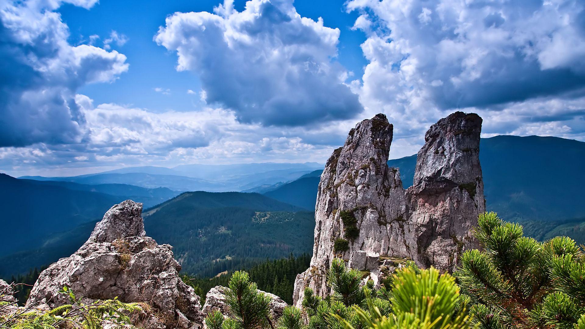 1920x1080 Mountain landscape clouds 4K Ultra HD wallpaper