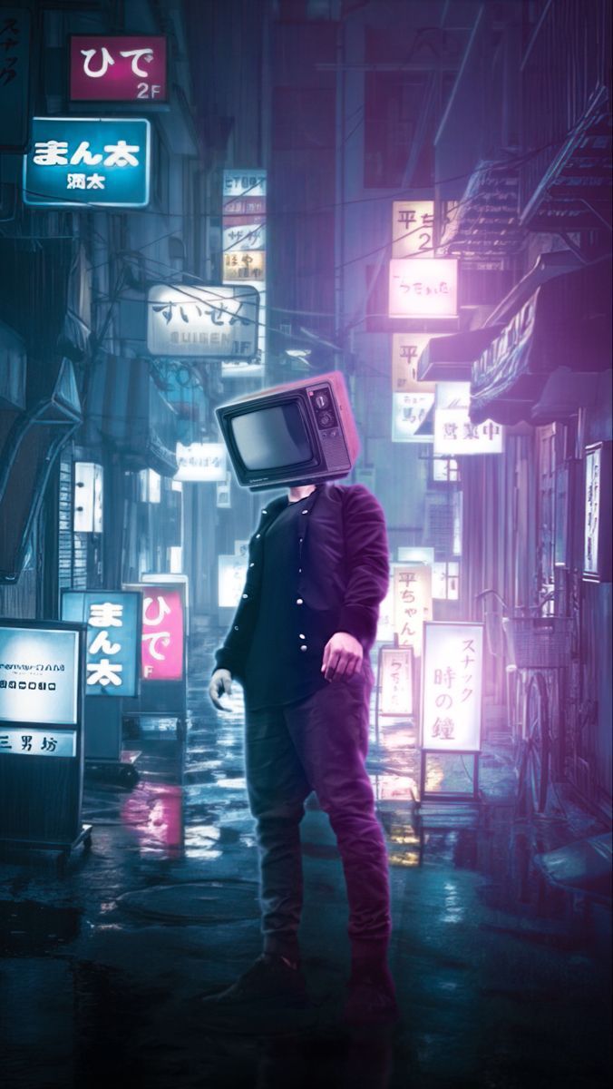 676x1200 neon editing portrait. Book cover design inspiration, Best nature wallpaper, Tv head