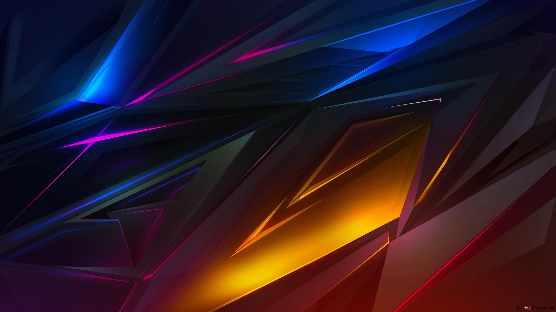 1920x1080 Geometric Neon lines 2K wallpaper download