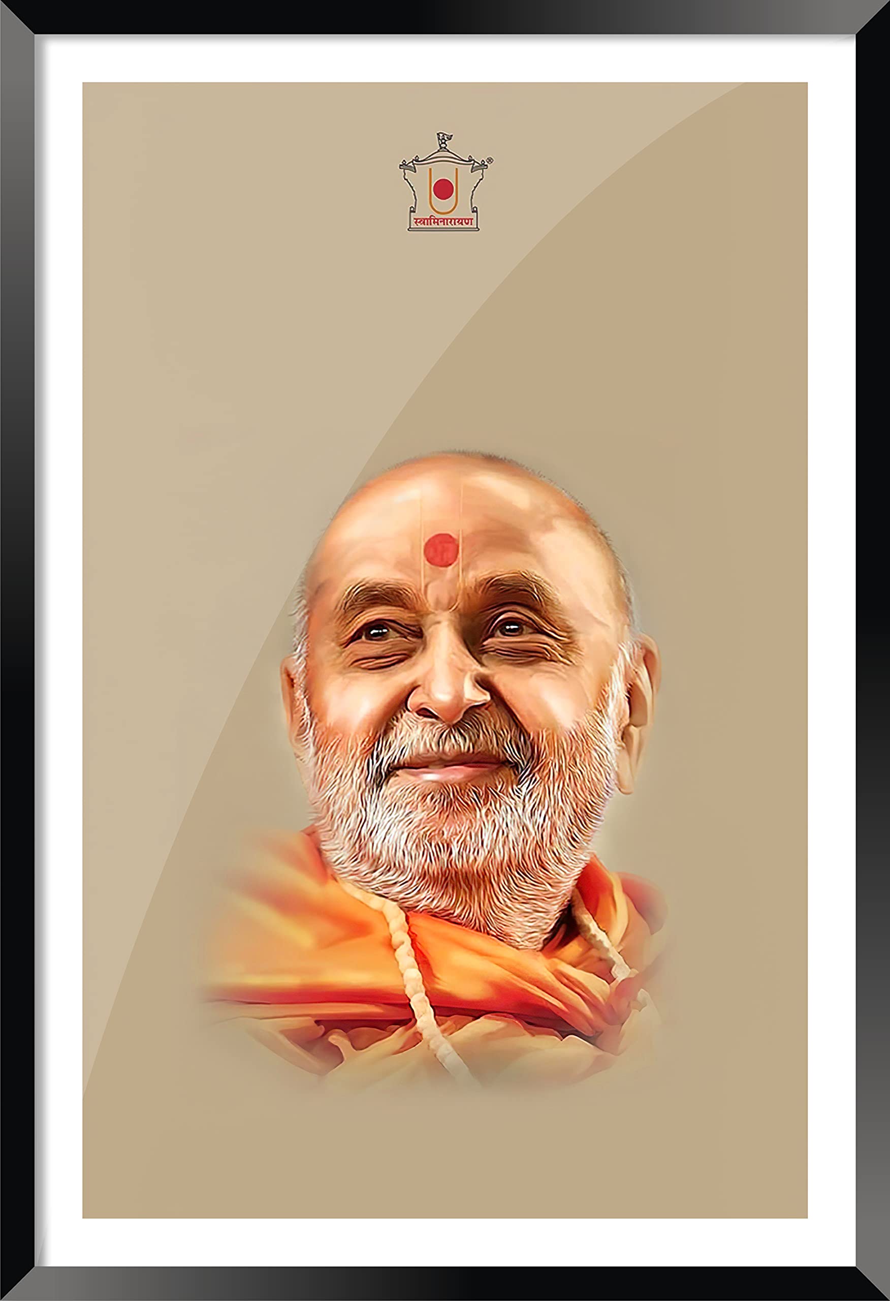 1752x2560 DBrush Pramukh Swami Maharaj Modern Art Blessing Painting Stylish Photo Frame with Glass for Wall Home and Office or Hall 12 x 18 Inch Synthetic Wood (Portrait): Buy Online at Best Price
