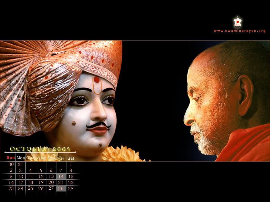 1024x768 GHANSHYAM MAHARAJ AND HDH PRAMUKH SWAMI MAHARAJ