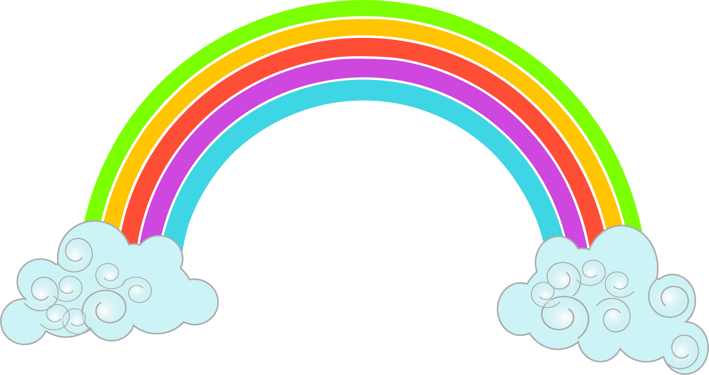2400x1268 Download Rainbow With Clouds Rainbow Png PNG Image with No Background