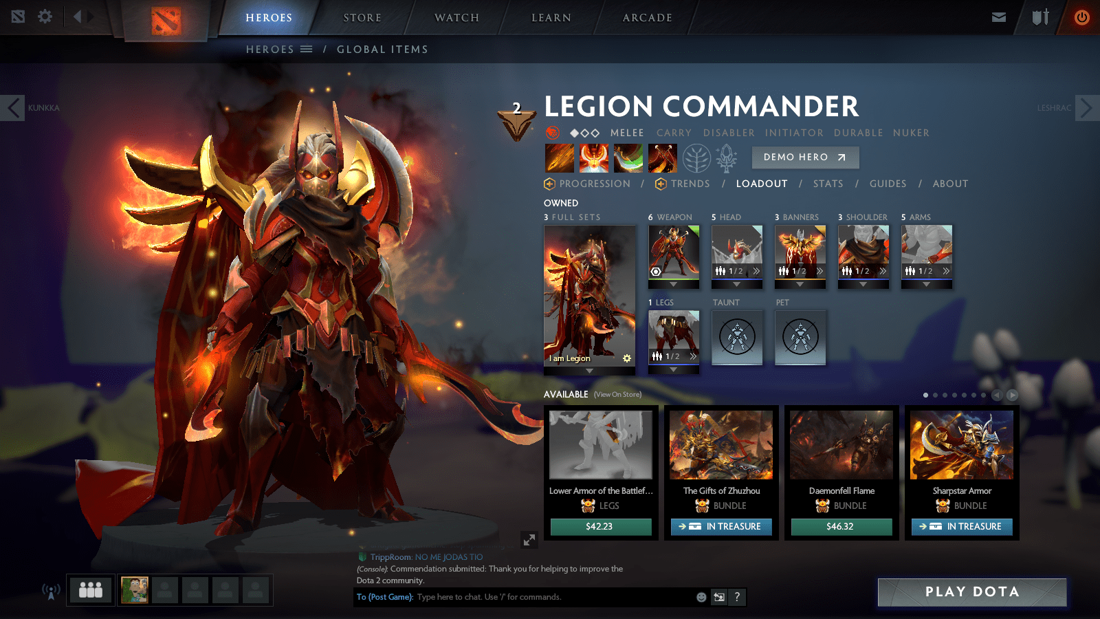 1600x900 Legion Commander with the Fallen Legion immortal, new set, and arcana