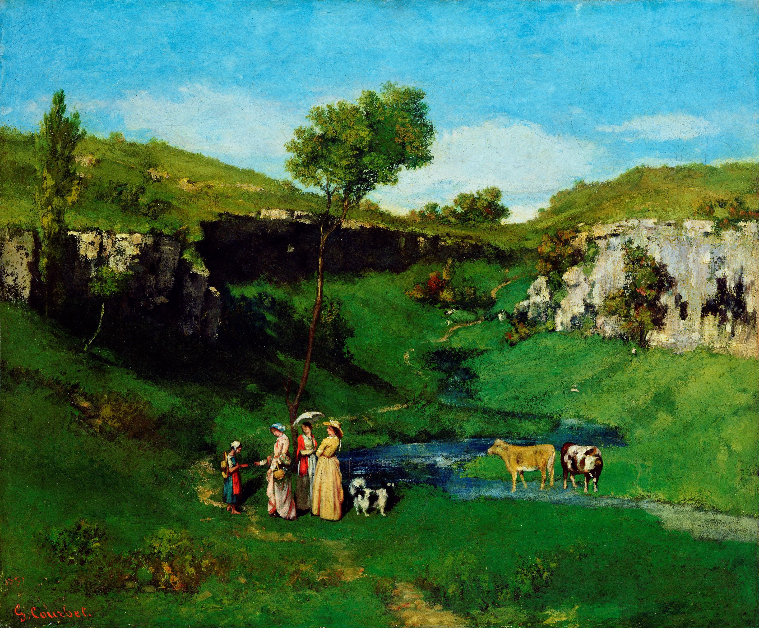 3200x2649 The Village Maidens Wall Mural By Courbet. Famous Artwork Wallpaper Your Way