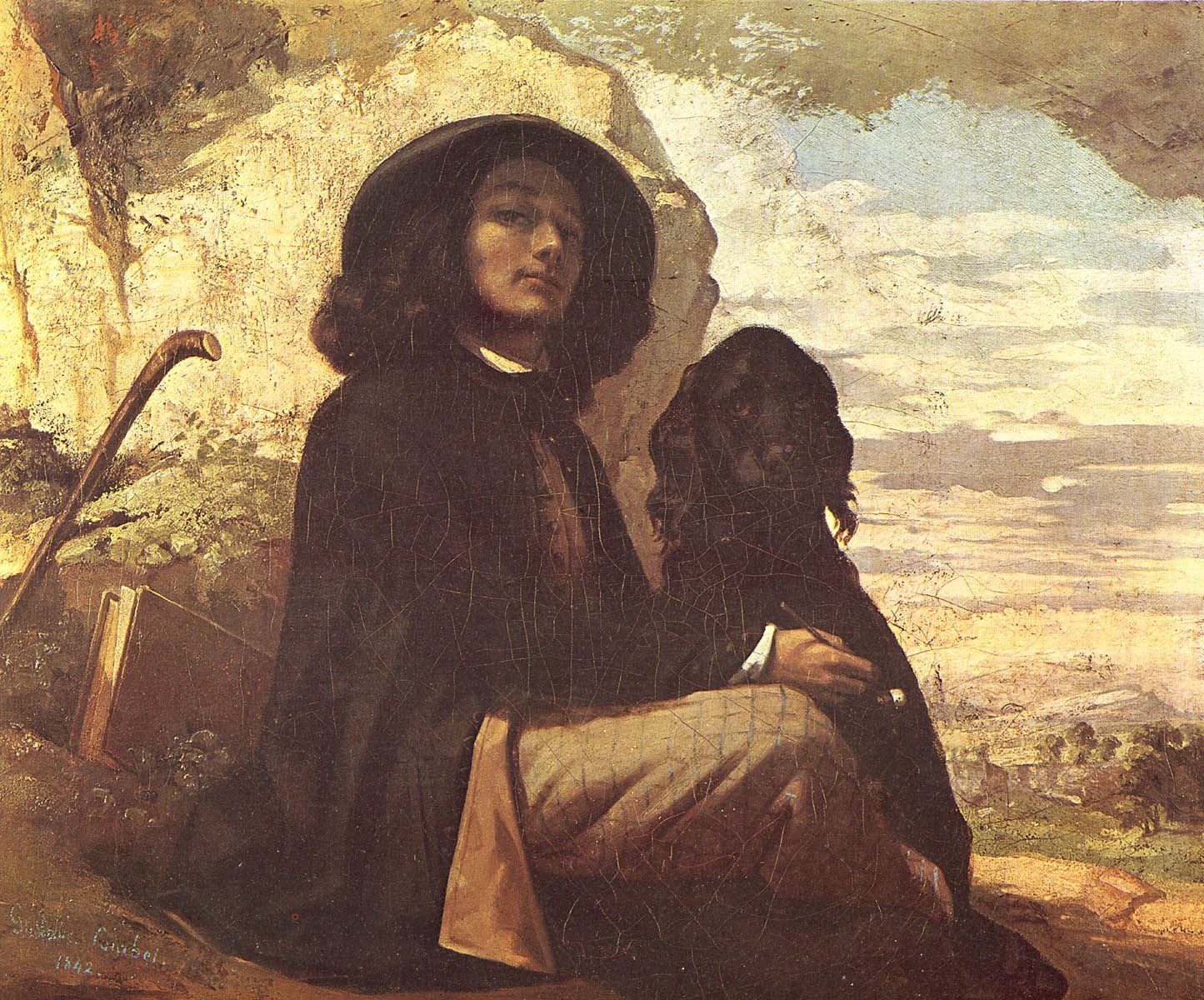 1445x1200 Gustave Courbet Classic Art Oil Painting Low Angle Wallpaper:1445x1200