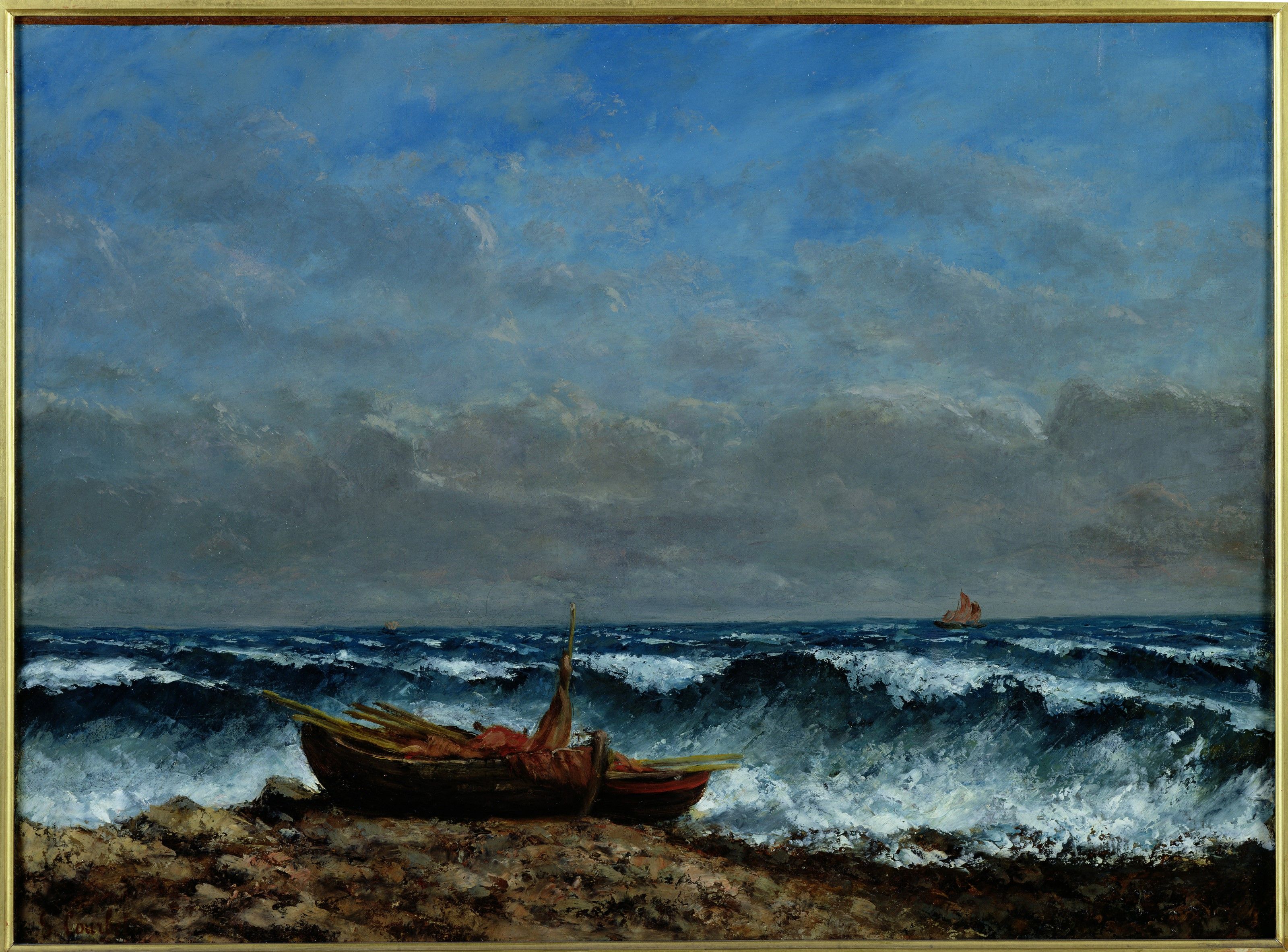 3200x2366 The Stormy Sea Wall Mural. Gustave Courtbet Your Way
