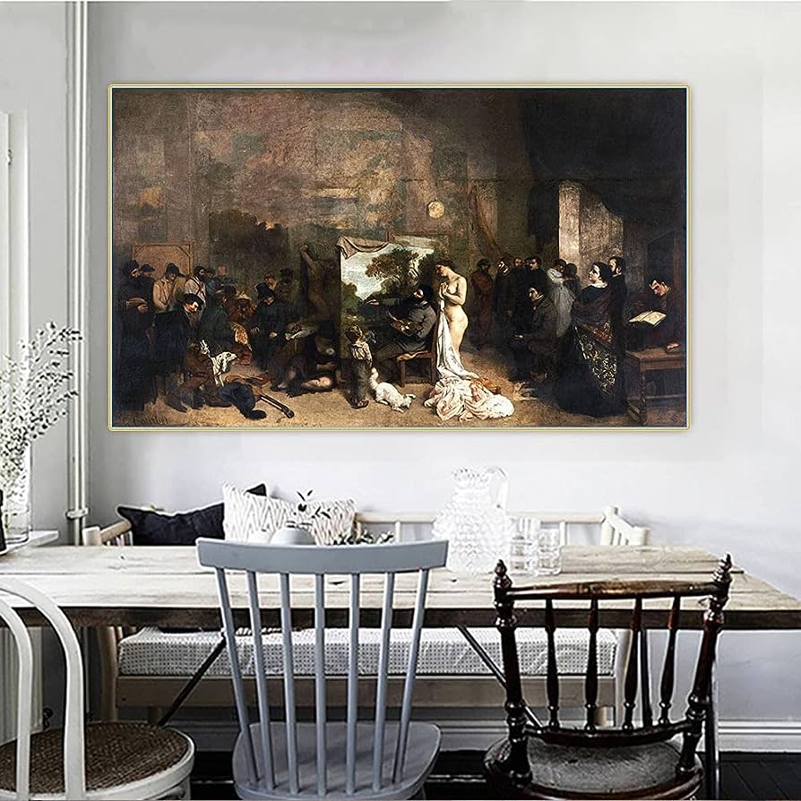 894x894 Gustave Courbet《The Painter Studio》Canvas Wall Art For Living Room Decor Wall Art For Office Wall Paintings Wall Picture For Living Room Canvas Picture Decorations For Bedroom(80x135cm)unframed: Posters & Prints