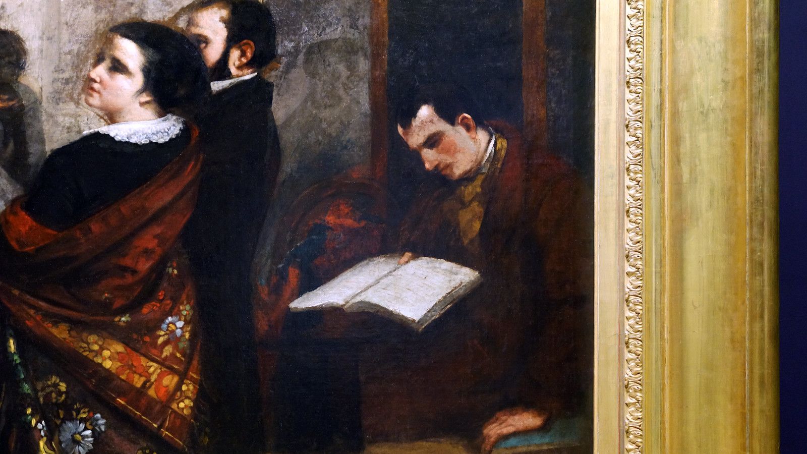 1600x900 Courbet, The Studio, detail with Baudelaire. Gustave Courbe