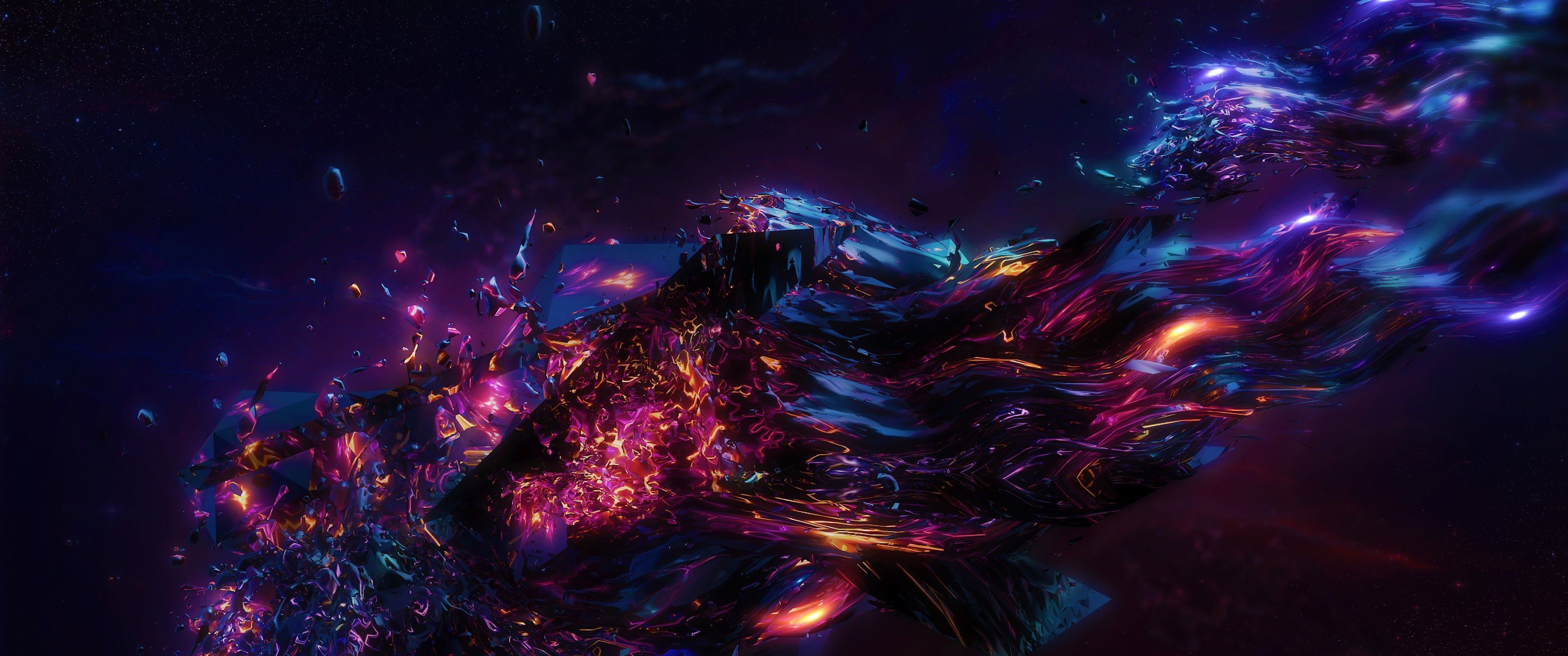 3440x1440 Space Abstract Illustration Background 4K Wallpaper