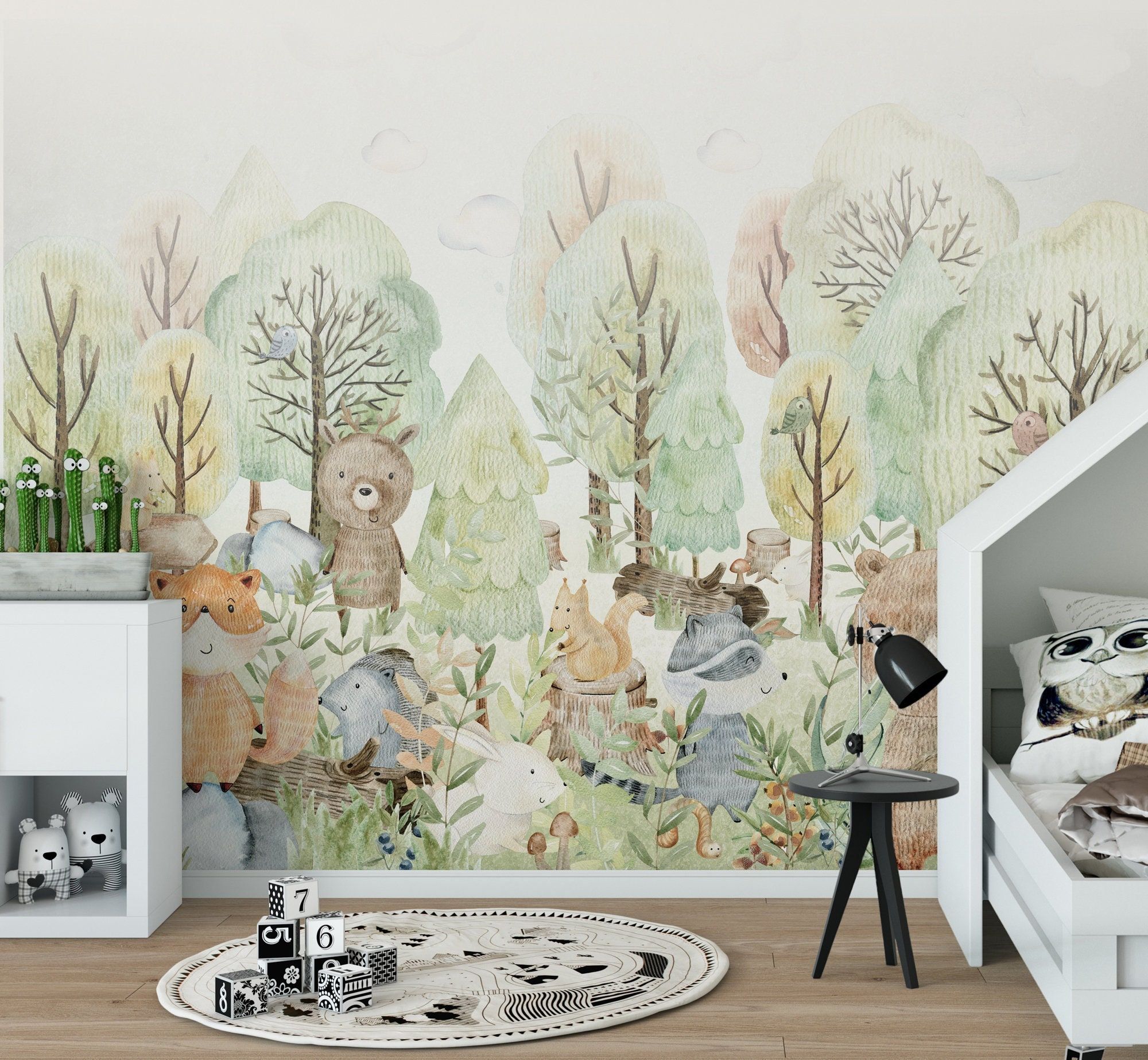 2000x1847 WOODLAND / Forest Wallpaperf for Kids Woodland Animals Wall