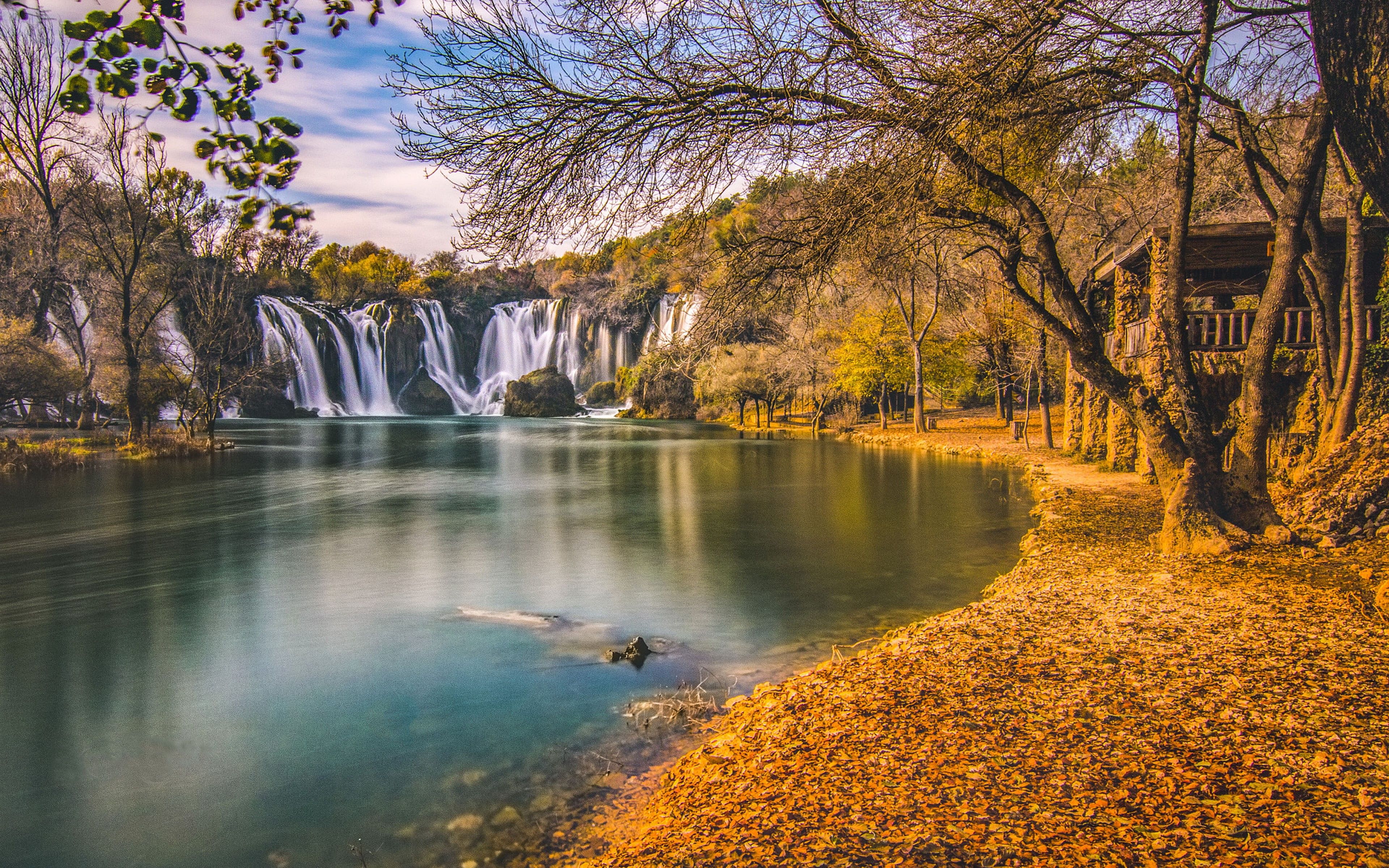 3840x2400 Wallpaper / wallpaper, tablets, landscape, 4K, herzegovina, autumn, bosnia, desktop, kravice, waterfall, photography, hd, best free download