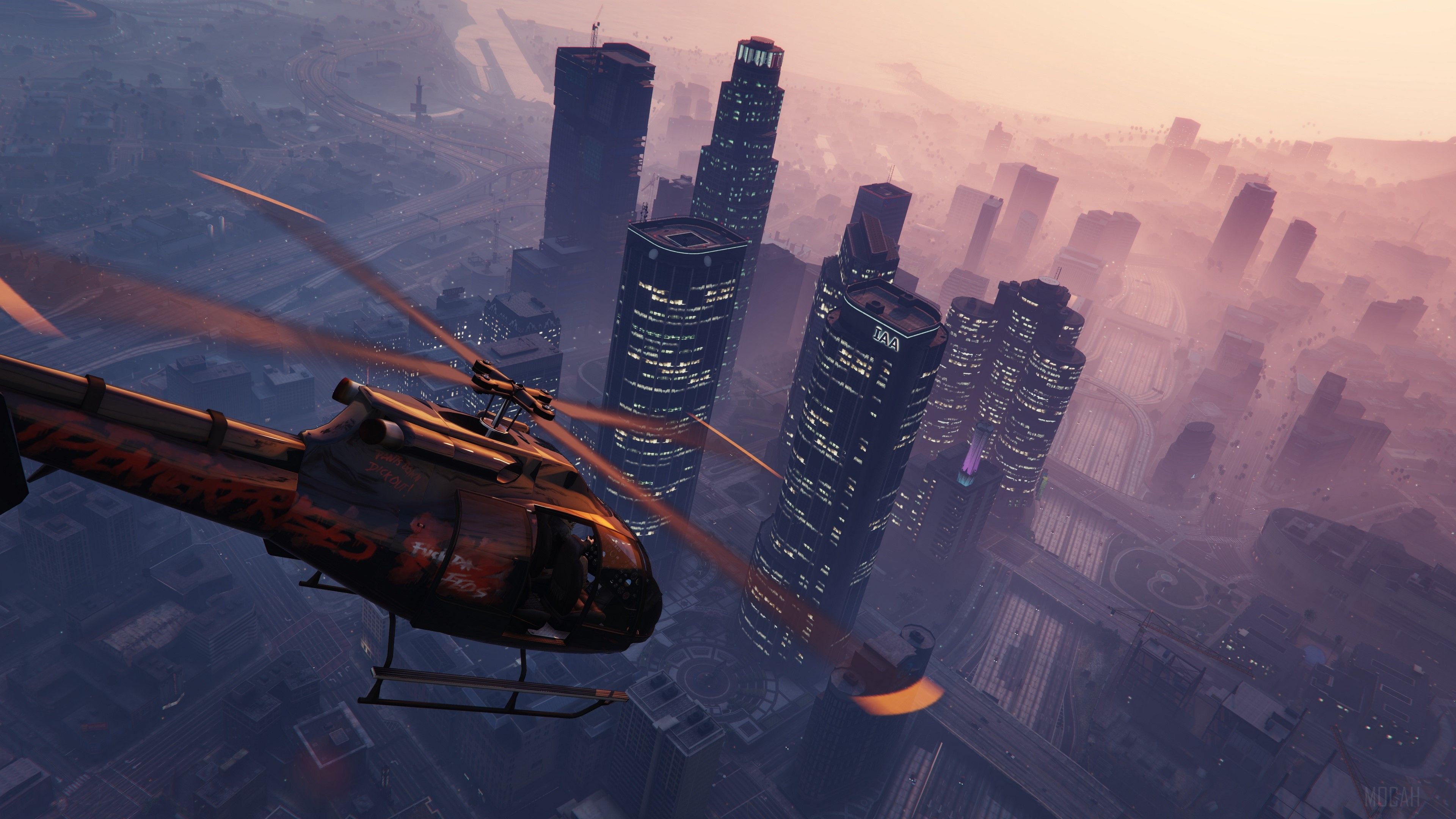 3840x2160 grand theft auto v, gta helicopter, sky, building 4k Gallery HD Wallpaper