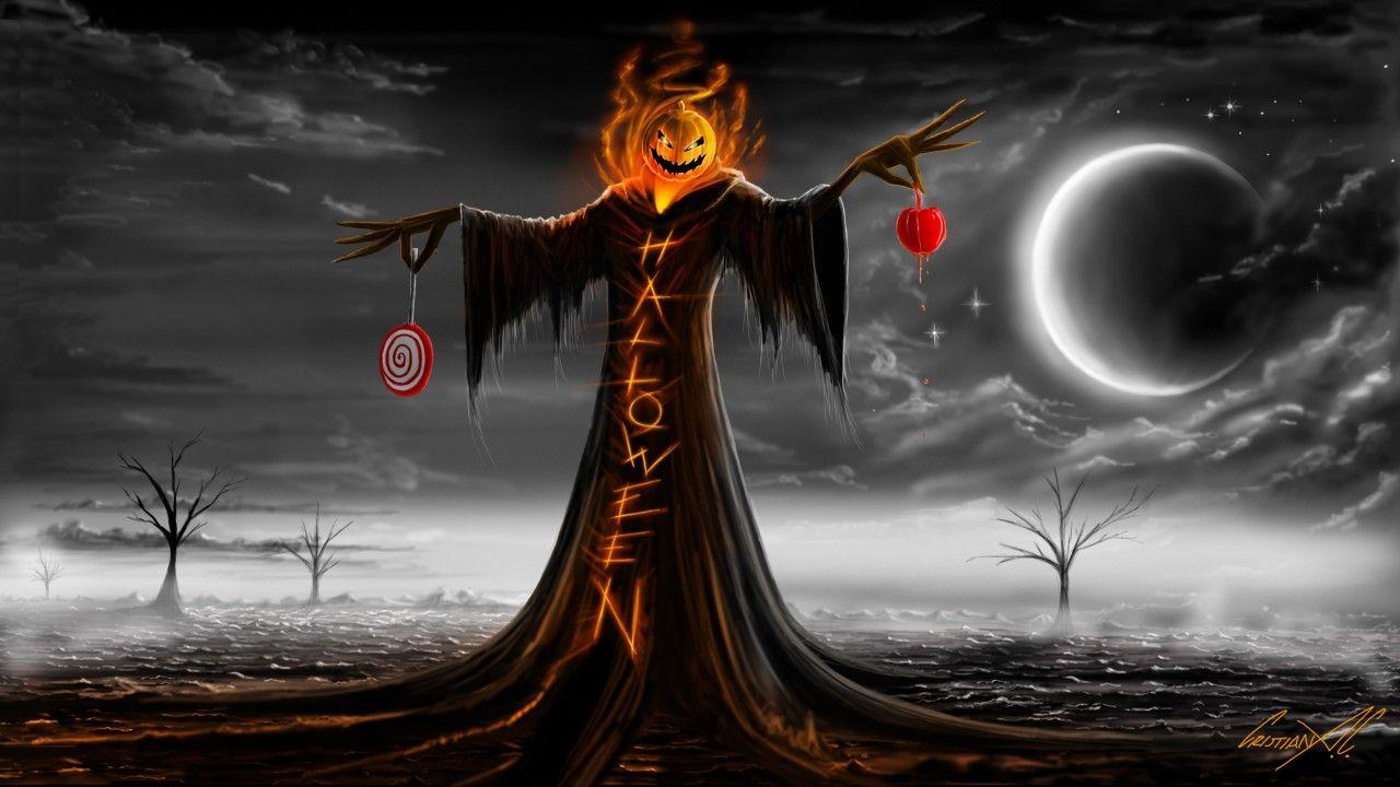 1280x720 Wallpaper Ghost, Witch, Half moon, 4K, Celebrations